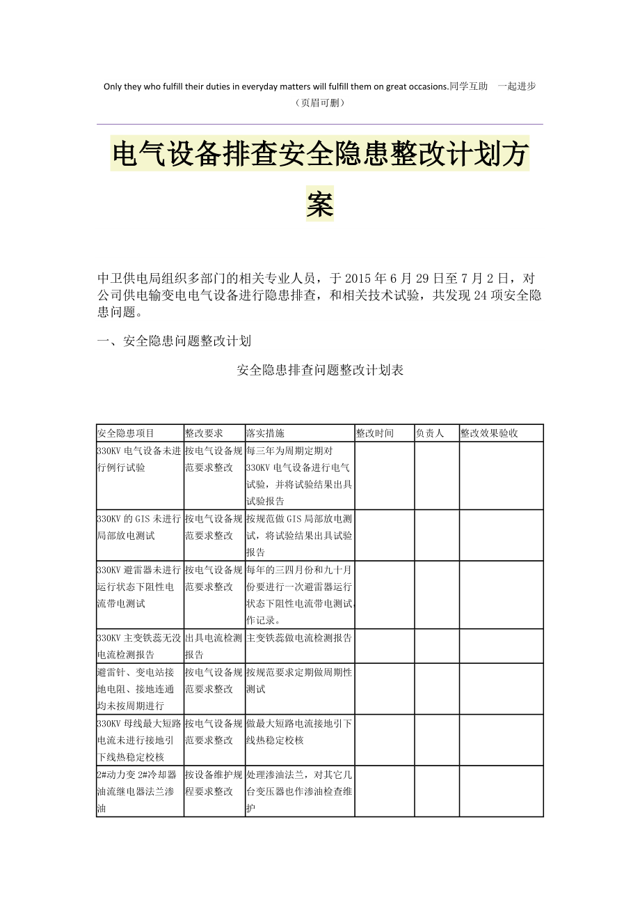 安全隐患整改五落实是什么