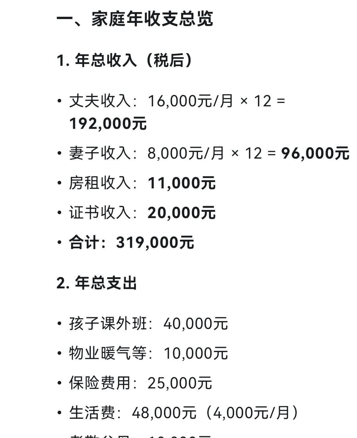 个人年收入包含什么